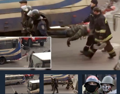 Κίεβο: Άγνωστος άνδρας αποκεφαλισμένος από ισλαμιστές της πλατείας Μαϊντάν μεταφέρεται με φορείο [βίντεο]