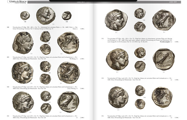 Νομίσματα της αρχαίας Αθήνας, στο φυλλάδιο της δημοπρασίας