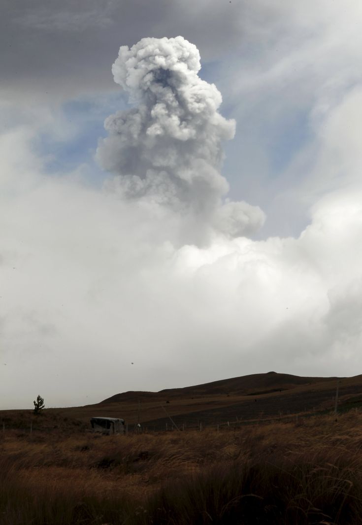 The Cotopaxi volcano spews ash and smoke in Machachi