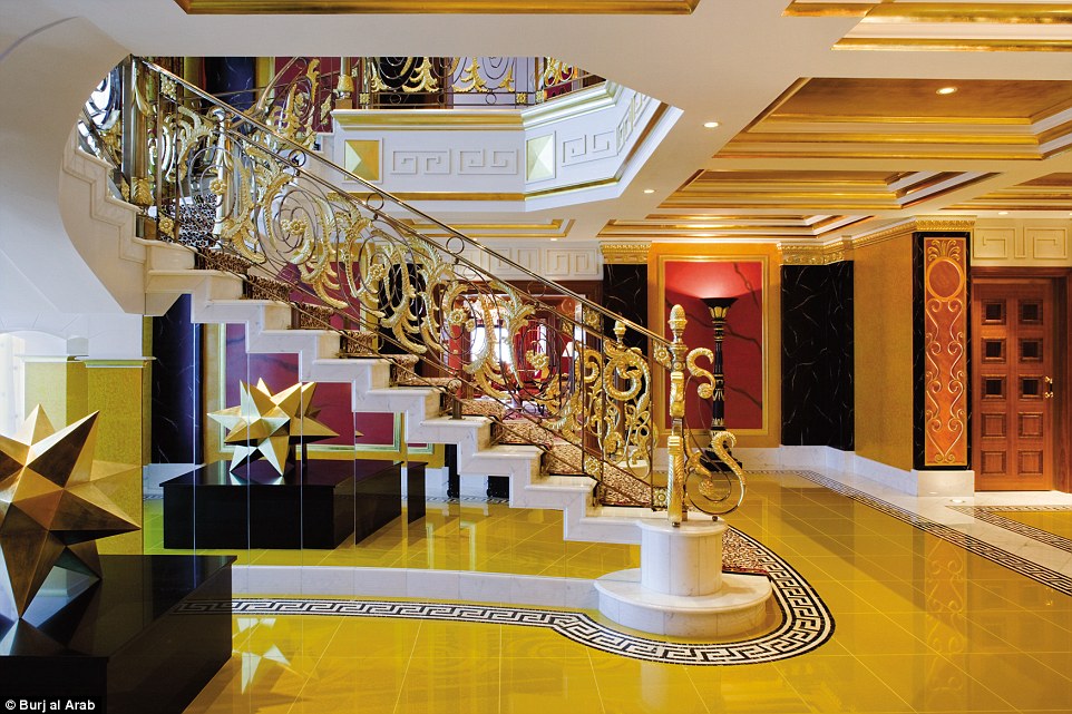 The lavish staircase that connects the duplex Royal Suite was covered in a leopard print design 