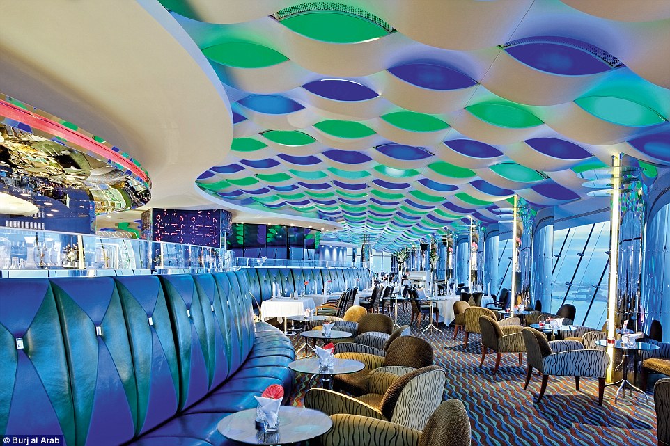 The colourful Sky View bar in the Al Muntaha boasted incredible views over the Dubai skyline, particularly impressive at night