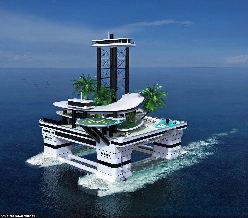  Designers have come up with plans for a floating private island that could be moved anywhere in the world