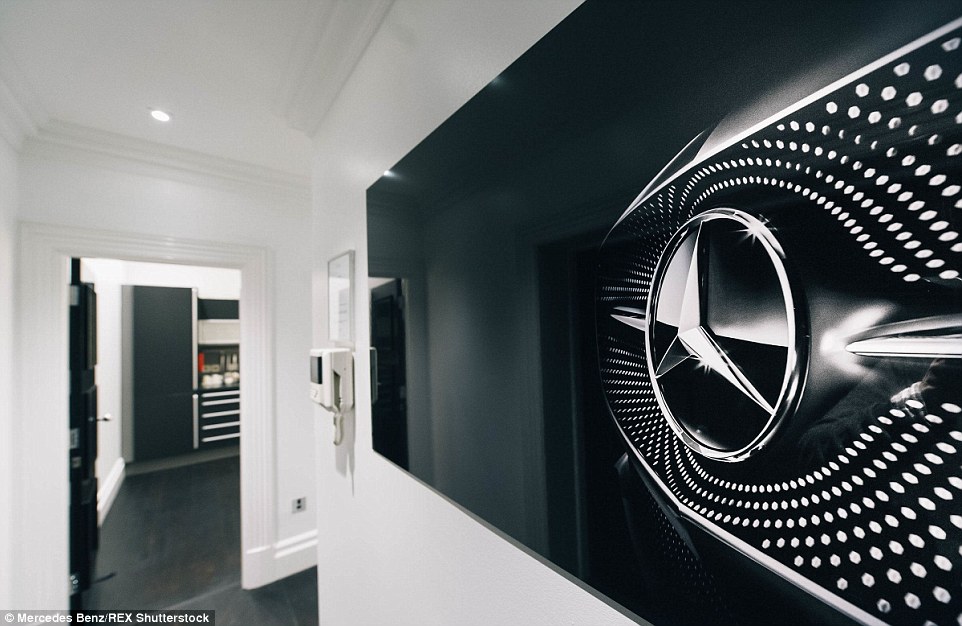  The apartments have huge screens on the wall broadcasting exclusive Mercedes-themed entertainment