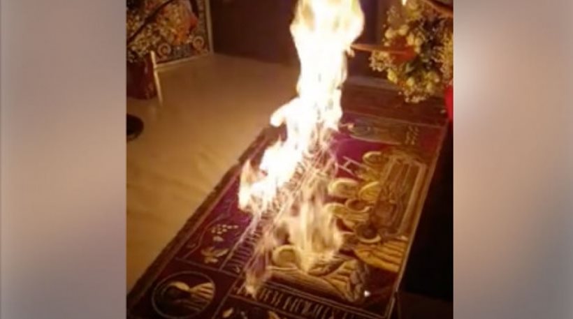 Σε απολογία κλήθηκε ο ιερέας ο οποίος έβαλε φωτιά στην Αγία Τράπεζα (βίντεο)
