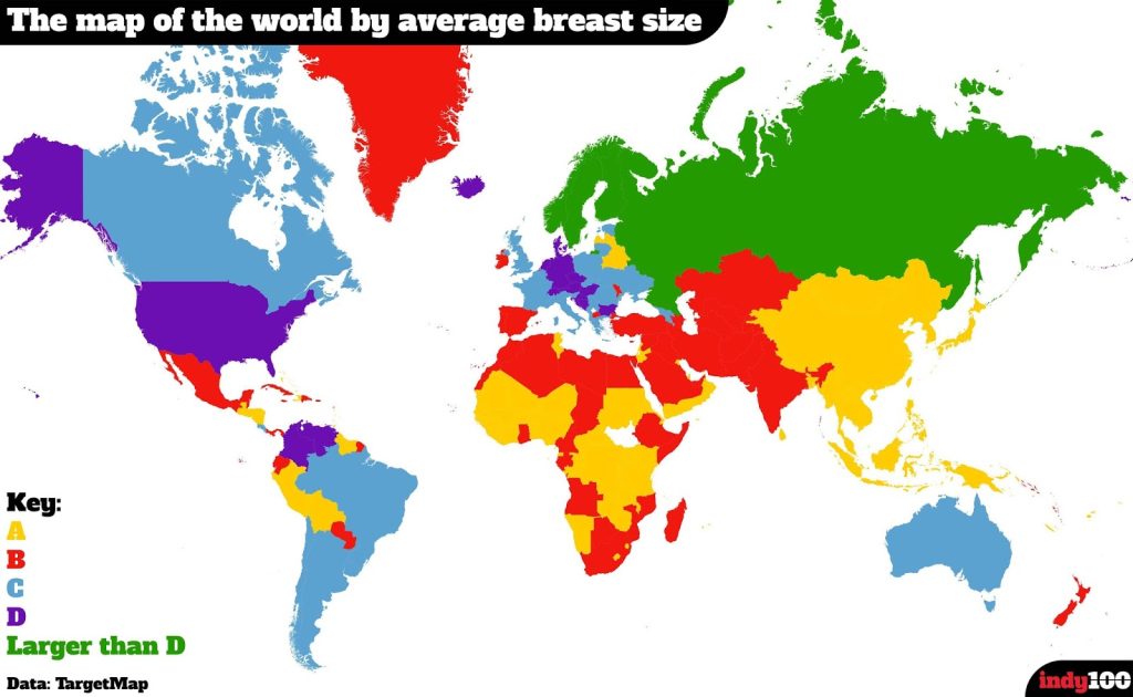 Ο παγκόσμιος χάρτης ανάλογα με… το μέγεθος του γυναικείου στήθους (φωτό)