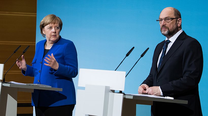 Γερμανία: Το κόμμα του Σουλτς είπε το «ναι» στον κυβερνητικό συνασπισμό με την Μέρκελ