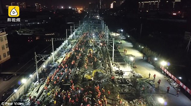 Κινέζοι εργαζόμενοι κατασκεύασαν σιδηρόδρομο μέσα σε 9 ώρες! (βίντεο)
