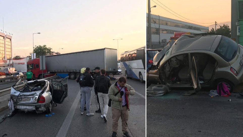 Το σοκαριστικό βίντεο από το τροχαίο στον Κηφισό – Η στιγμή που η νταλίκα πέφτει πάνω στα Ι.Χ.