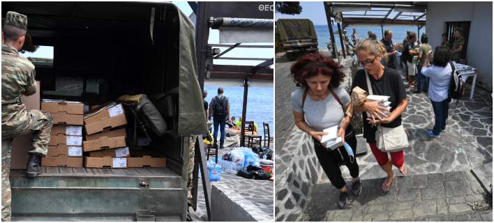 Η κρατική αποσύνθεση σε εικόνες: Εστειλαν τον… Στρατό (!) να κάνει διανομή τροφίμων στους πυρόπληκτους στο Μάτι (φωτο)