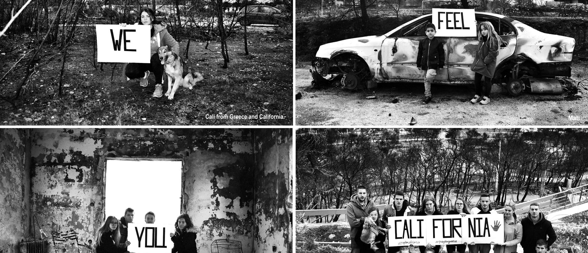 Οι πυρόπληκτοι στο Μάτι στέλνουν ένα συγκινητικό μήνυμα στην Καλιφόρνια – «Σε νιώθουμε Καλιφόρνια» (φωτο)