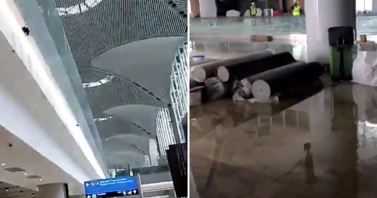 «Κολυμπάνε» στο νέο αεροδρόμιο της Κωνσταντινούπολης – Πλημμύρισε το κτίριο (βίντεο)