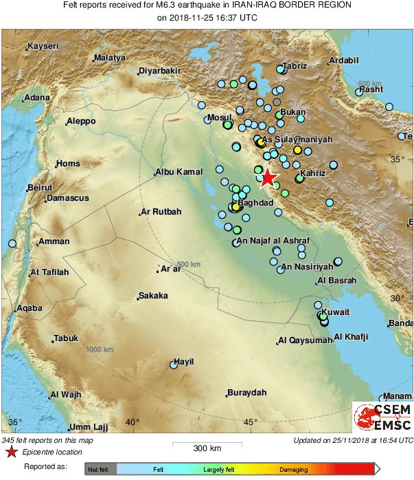 Ισχυρή σεισμική δόνηση 6,3 Ρίχτερ στα σύνορα Ιράν-Ιράκ