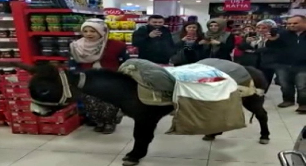 Κλάμα: Οι Τούρκοι δεν θέλουν να πληρώσουν τις πλαστικές σακούλες και πάνε σούπερ μάρκετ με… γαϊδούρια (βίντεο)