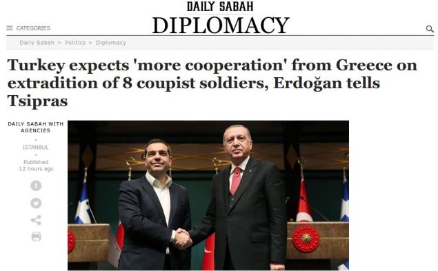 Τουρκικά εξώφυλλα: Επιμονή με τους 8 Τούρκους στρατιωτικούς- Βήμα βήμα η επίσκεψη Α.Τσίπρα