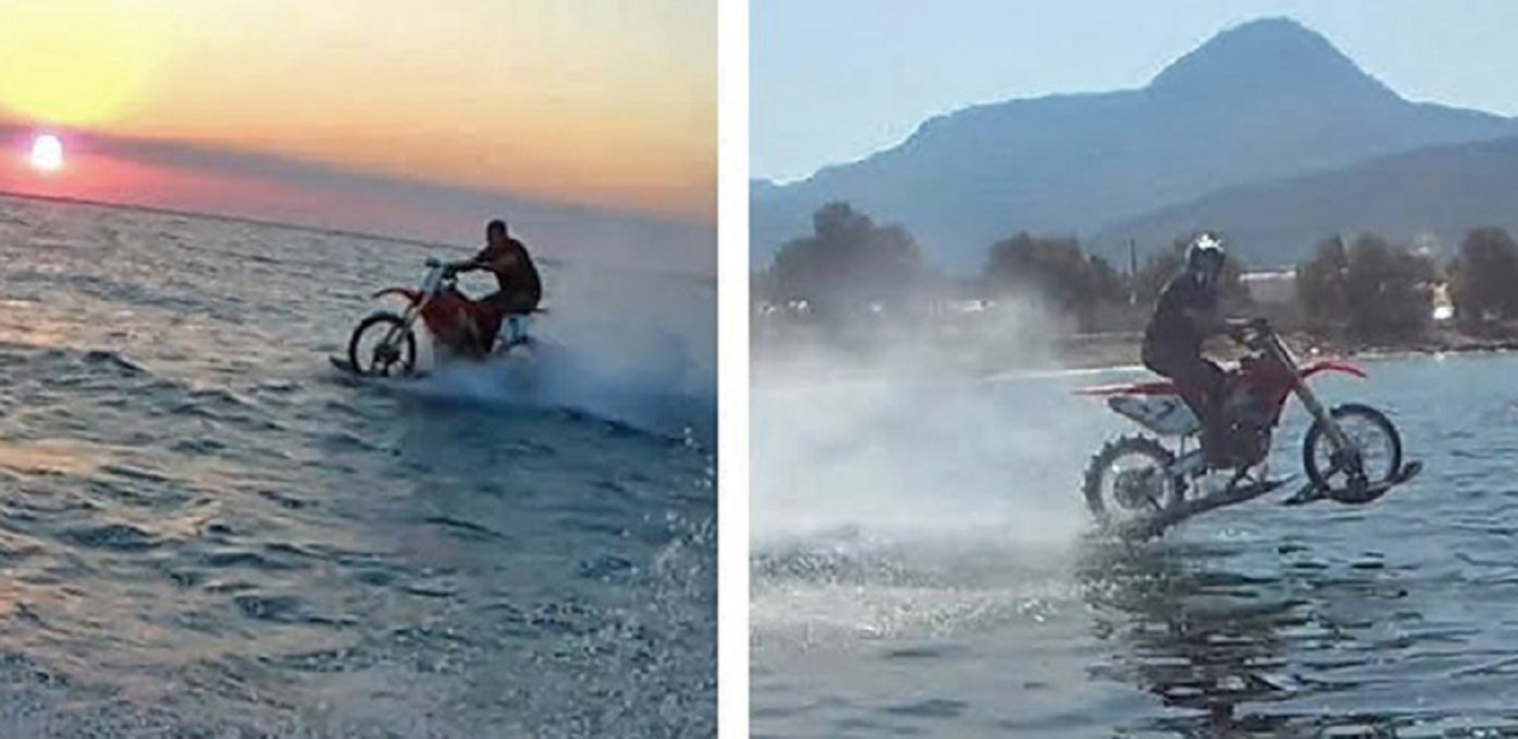 Χανιά: Κάνει μοτοκρός πάνω στη… θάλασσα και εντυπωσιάζει! (βίντεο)