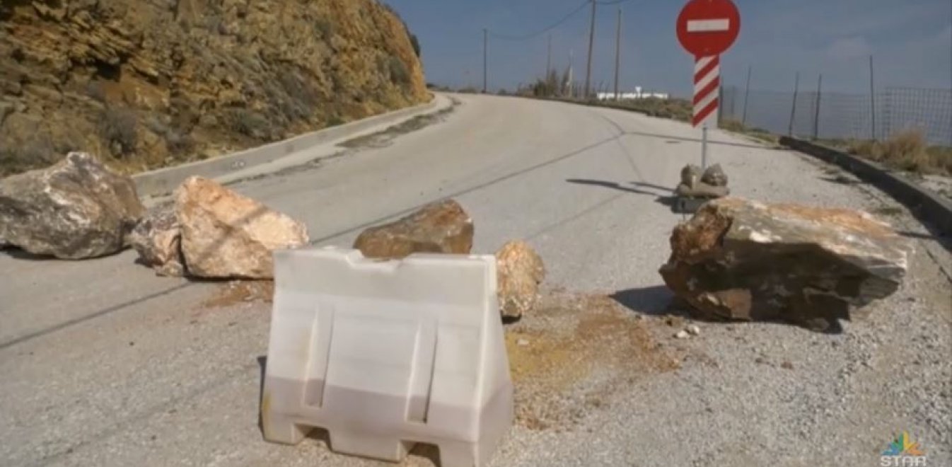 Κατολίσθηση «έκοψε» την Σκύρο στα δυο (βίντεο)