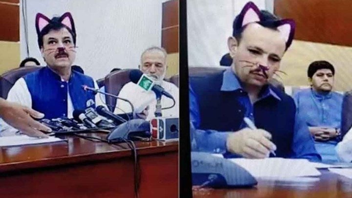 Πακιστανός υπουργός έκανε ζωντανή μετάδοση στο facebook με αυτάκια και μουστάκια γάτας (βίντεο)