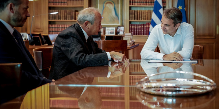 Ναγκίμπ Σαούρις και Κυριάκος Μητσοτάκης: Συνάντηση στο Μέγαρο Μαξίμου