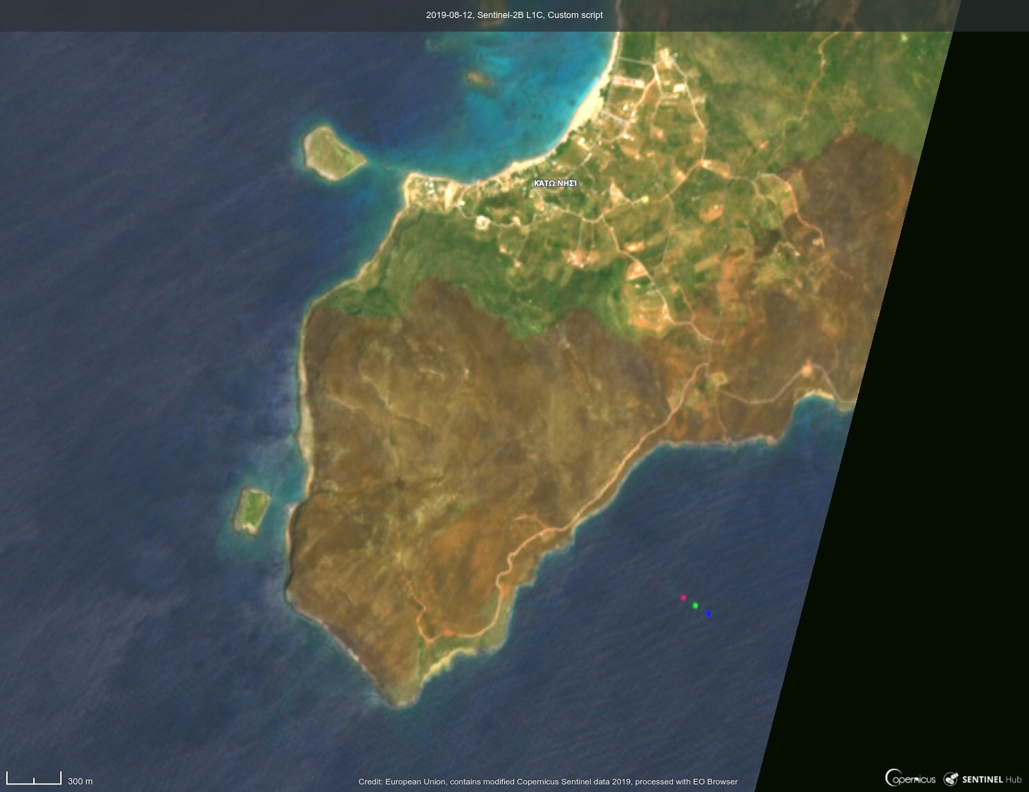 Ελαφόνησος: Δορυφορικές εικόνες αποτυπώνουν την καταστροφή από την πυρκαγιά (φώτο)