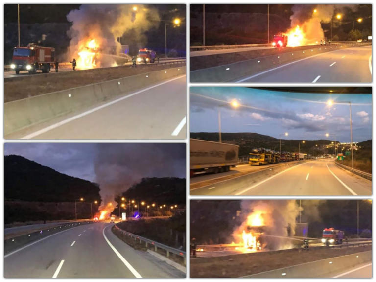 Νταλίκα πήρε φωτιά στην Εγνατία Οδό – Διακοπή κυκλοφορίας για 40 λεπτά
