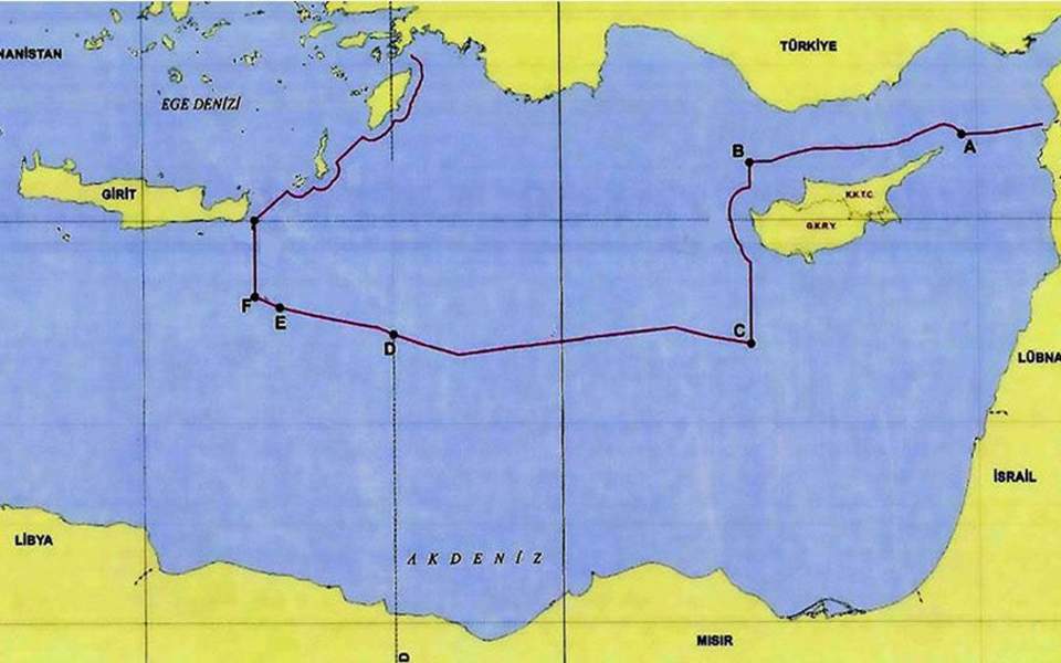 H Τουρκία κοινοποιεί τα νέα της θαλάσσια σύνορα στον ΟΗΕ – Αναλυτικός χάρτης από το Anadolu (φώτο)