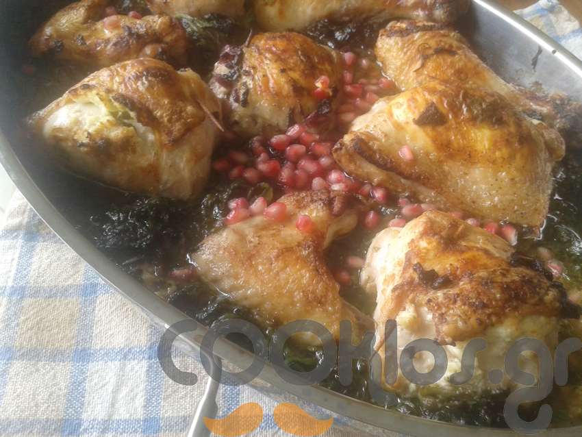 Η συνταγή της ημέρας: Κοτόπουλο με σπανάκι και ρόδι