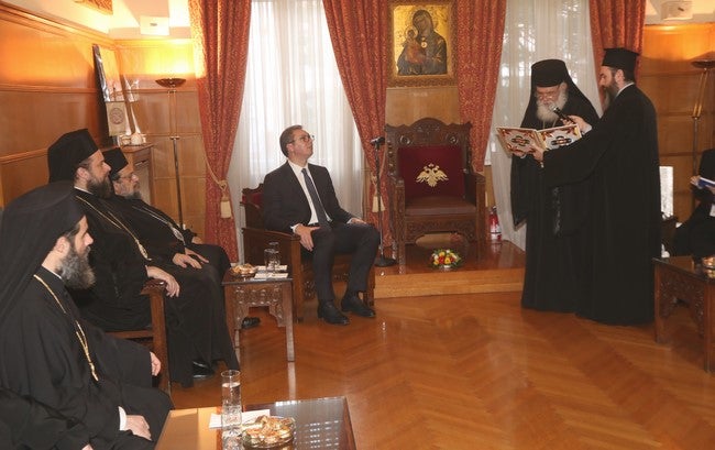 Τον Αρχιεπίσκοπο Αθηνών και πάσης Ελλάδος επισκέφθηκε σήμερα ο πρόεδρος της Σερβίας Αλεξάνταρ Βούτσιτς (φωτο)