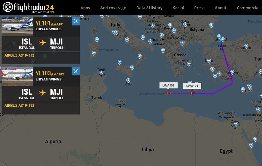 Τουρκική αερογέφυρα για Λιβύη: Εντολή στα αεροσκάφη που μεταφέρουν ισλαμιστές: «Παρακάμψτε το ελληνικό FIR»
