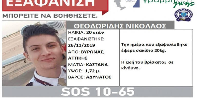 Μυστήριο με εξαφάνιση 20χρονου στον Βύρωνα (φώτο)