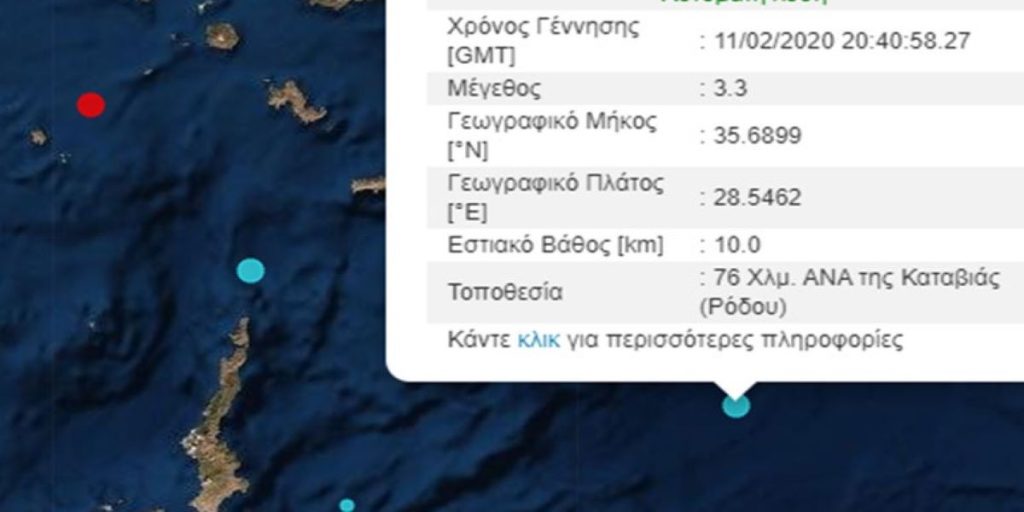 Δύο διαδοχικοί σεισμοί κοντά στην Κάρπαθο