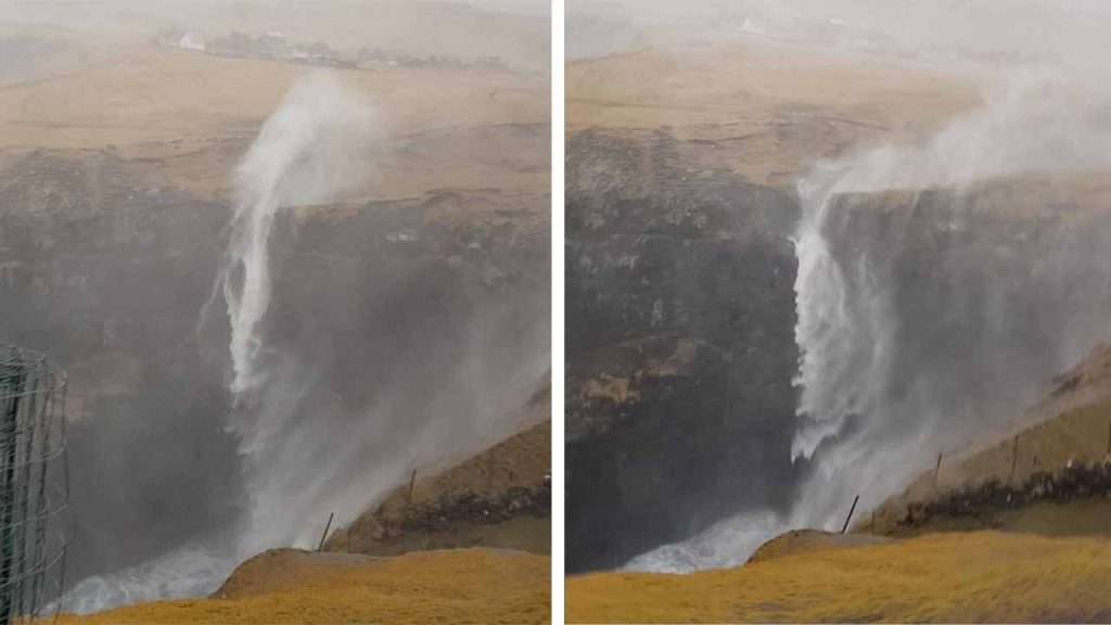 Εντυπωσιακό βίντεο: Άνεμος κάνει καταρράκτη να γυρνάει προς τα πάνω! (βίντεο)