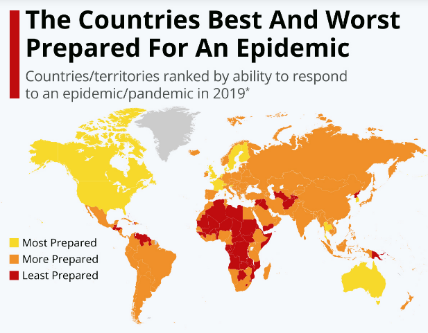Κορωνοϊός: Οι καλύτερα και χειρότερα θωρακισμένες χώρες για μια πανδημία (χάρτης)