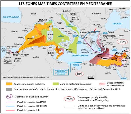 Γαλλικός χάρτης παρουσιάζει το μισό Αιγαίο ως «διαφιλονικούμενη» περιοχή και αναγνωρίζει την ΑΟΖ Τουρκίας-Λιβύης