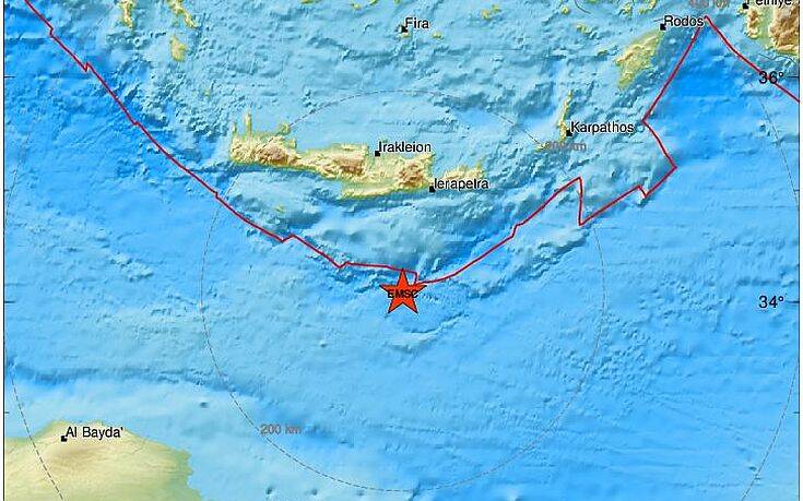 Σεισμός 4,9 ρίχτερ στα νότια της Κρήτης
