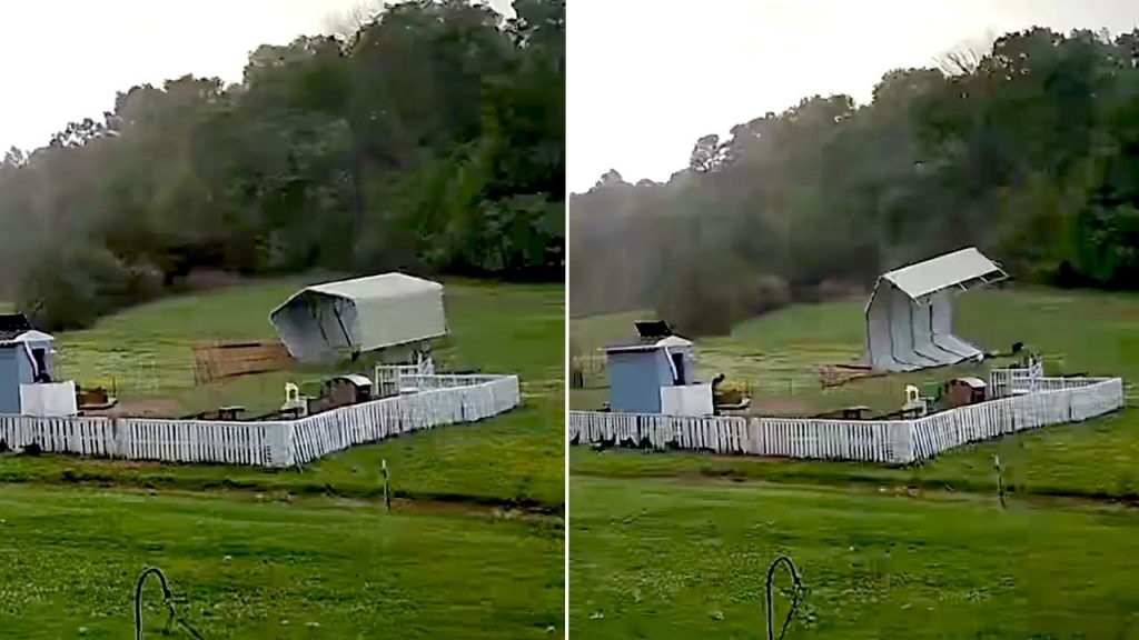 Όταν η φύση επιτίθεται: Μεγάλος μεταλλικός αχυρώνας ξεριζώθηκε από δυνατούς ανέμους (βίντεο)