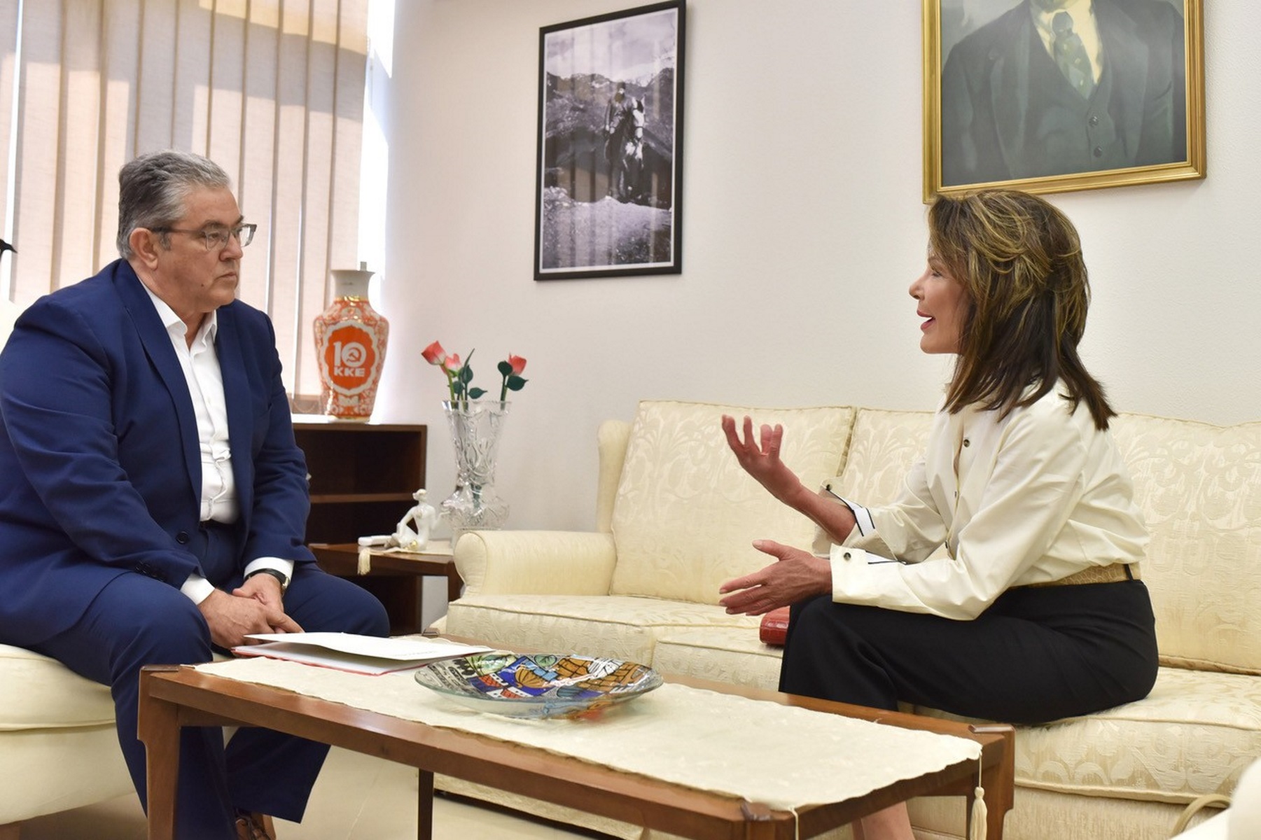 Συνάντηση Δ.Κουτσούμπα με τη Γιάννα Αγγελοπούλου για την «Ελλάδα 2021» – Άκουσε τις προτάσεις από το ΚΚΕ