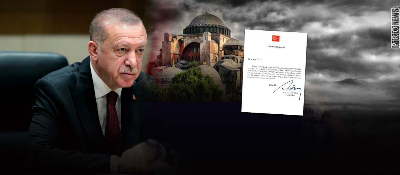 Υπέγραψε ο Ρ.Τ.Ερντογάν το διάταγμα με το οποίο μπορεί να ξαναγίνει τζαμί η Αγιά Σοφιά (upd)