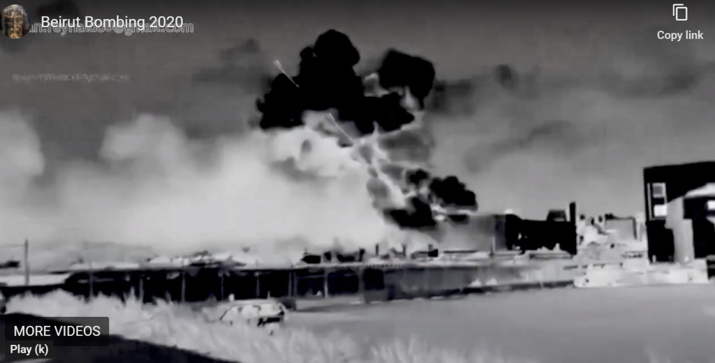 Βηρυτός: Αλήθεια ή φάρσα; – Εικόνα δείχνει βλήμα να πλήττει την αποθήκη με το νιτρικό αμμώνιο