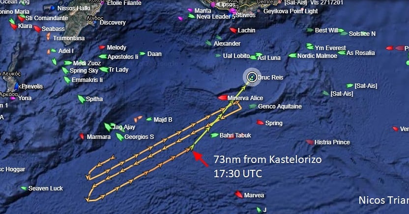 Εβδομήντα μίλια νότια από το Καστελόριζο το Oruç Reis πλέει προς Αττάλεια: Άγνωστο τι θα γίνει με ανανέωση της NAVTEX