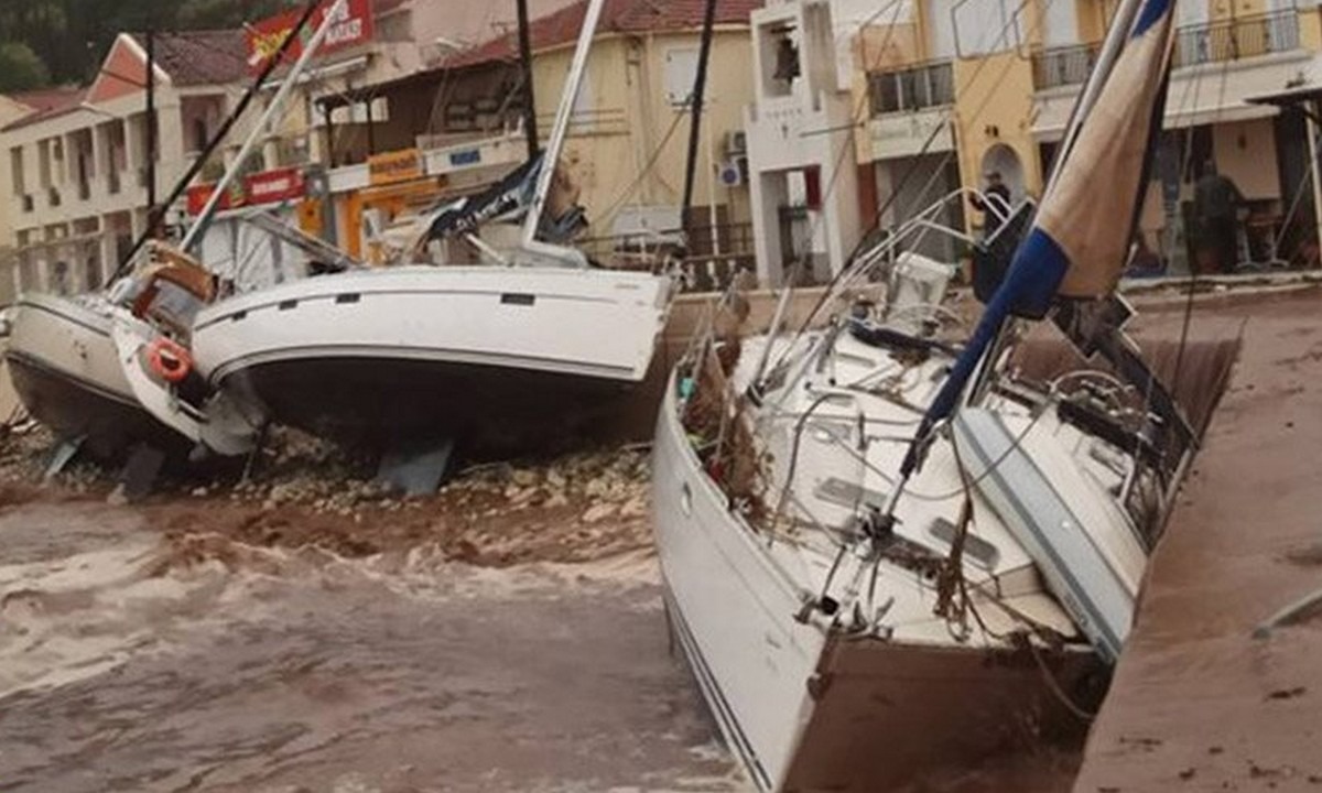 Ιθάκη: Έναν τραυματία και 39 βυθισμένα σκάφη άφησε πίσω της η κακοκαιρία