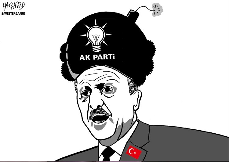 Το σκίτσο που δείχνει τον Ρ.Τ.Ερντογάν με μία βόμβα στο κεφάλι – Τον χαρακτηρίζει ως «τρομοκράτη» (φώτο)