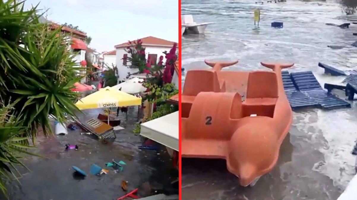 Τσουνάμι στις τουρκικές ακτές: Η θάλασσα «μπήκε» μέσα στο Seferihisar της Σμύρνης