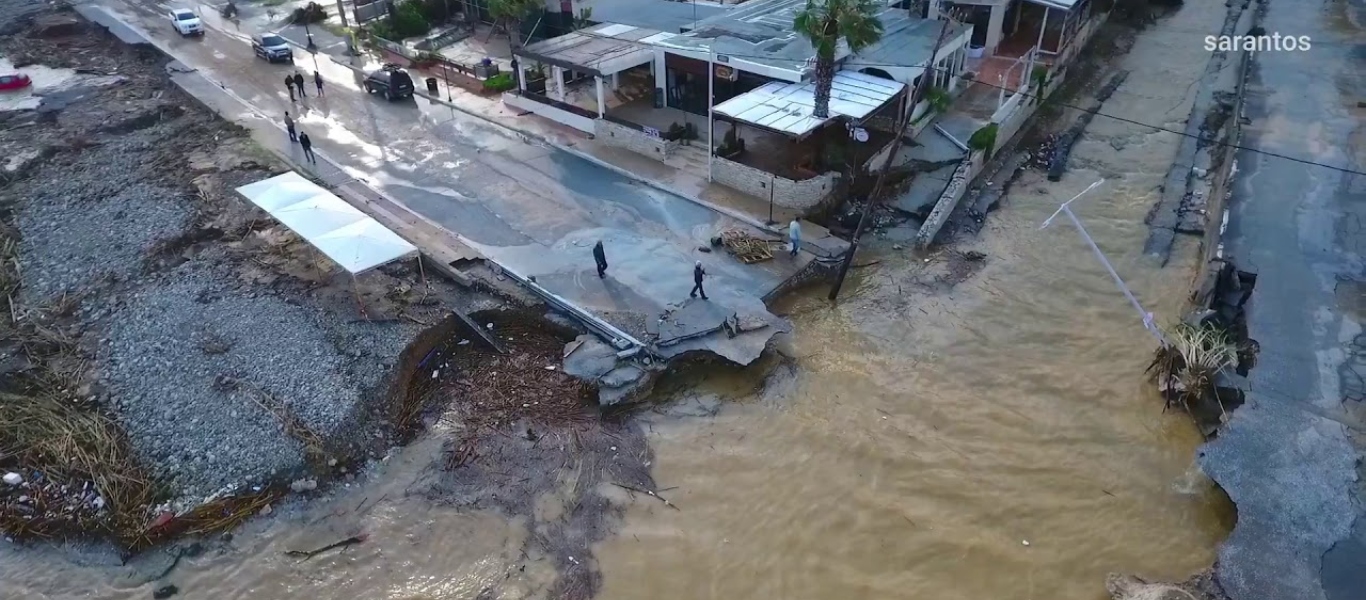 Κρήτη: Απίστευτες οι εικόνες από drone με τις καταστροφές στις Γούβες (βίντεο)