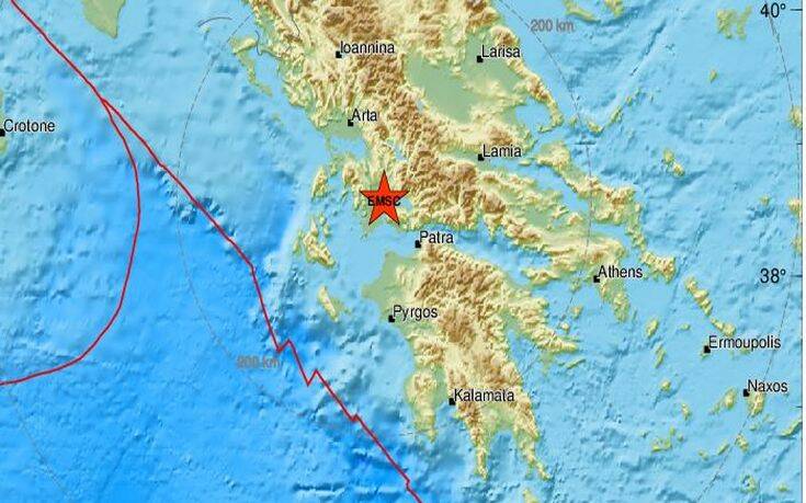 Ισχυρή σεισμική δόνηση 13 χιλιόμετρα βορειοδυτικά του Αιγίου