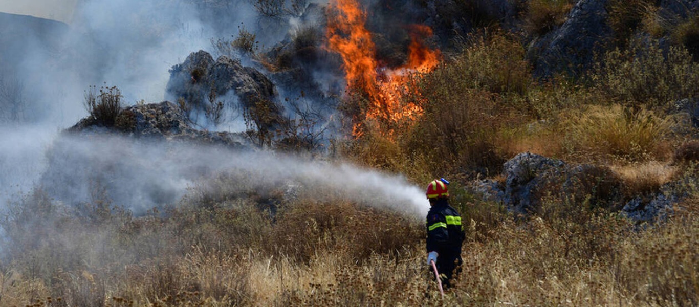 Κρήτη: Ξέσπασε φωτιά σε δάσος στην περιοχή Μάραθου Ηρακλείου