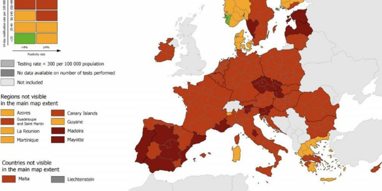 O χάρτης του ECDC – Τέλος το «πράσινο»