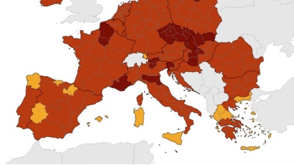ECDC: «Κόκκινη» και «κίτρινη» η Ελλάδα στον συνδυασμό τεστ – κρουσμάτων – δείκτη θετικότητας