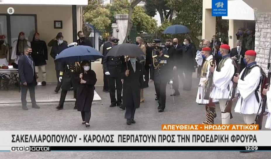 Επιθεώρηση της Προεδρικής Φρουράς από Κ.Σακελλαροπούλου & Πρίγκιπα Κάρολο