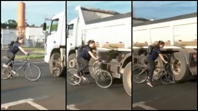 Άγιο…είχε ποδηλάτισσα που μπορεί να γλίτωσε από μηχανάκι όχι όμως από φορτηγό που της κατέστρεψε το ποδήλατο (βίντεο)