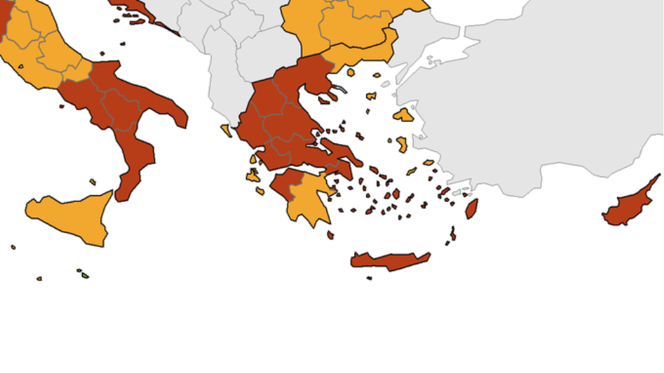«Κιτρίνισε» η Θράκη στον χάρτη του ECDC